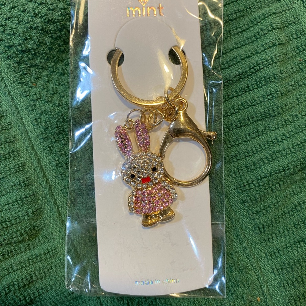 Pink and Gold Bunny Keychain/Bag Charm